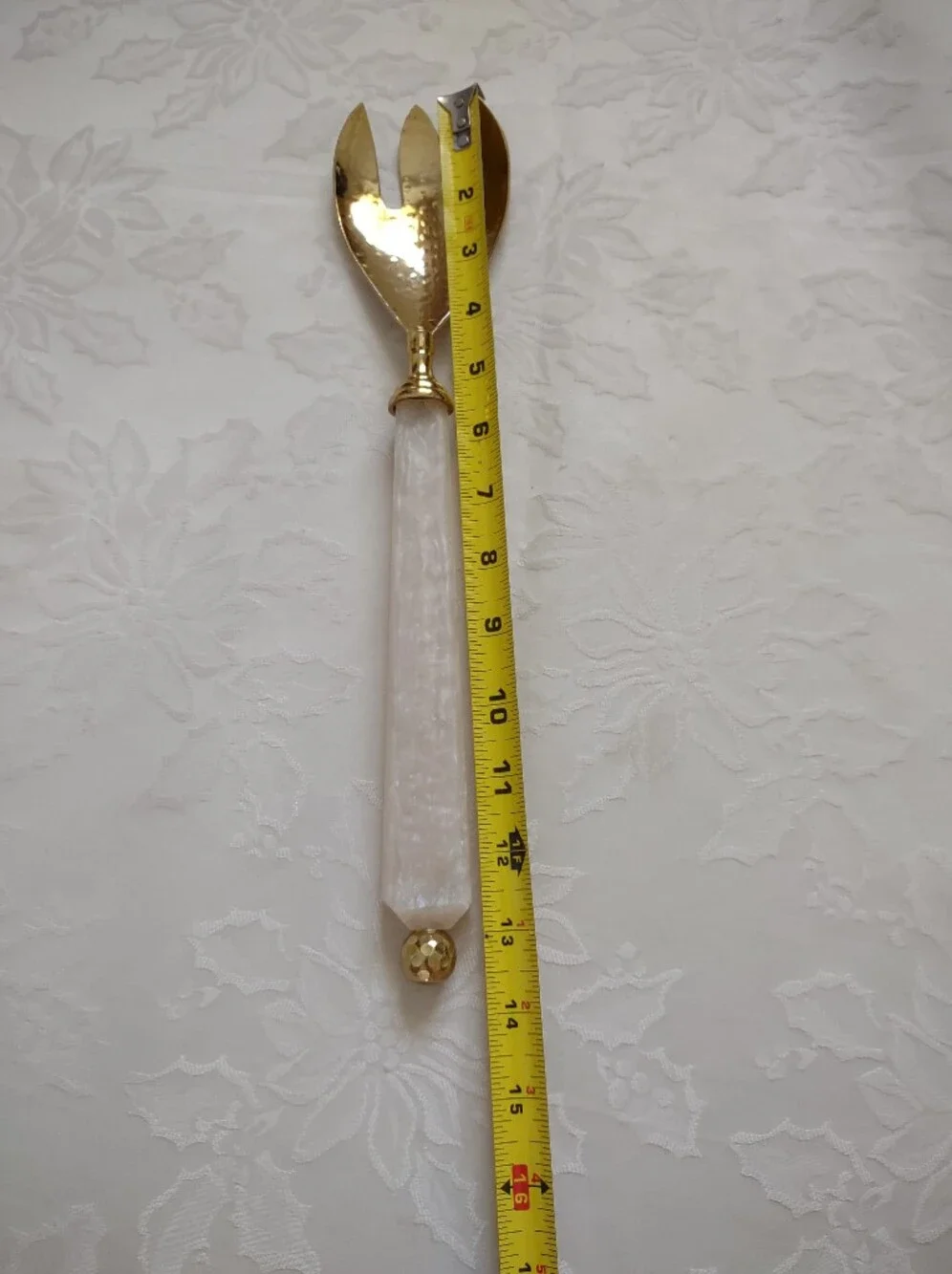 13.5 Inch Gold Tone Salad Fork Modern Handle